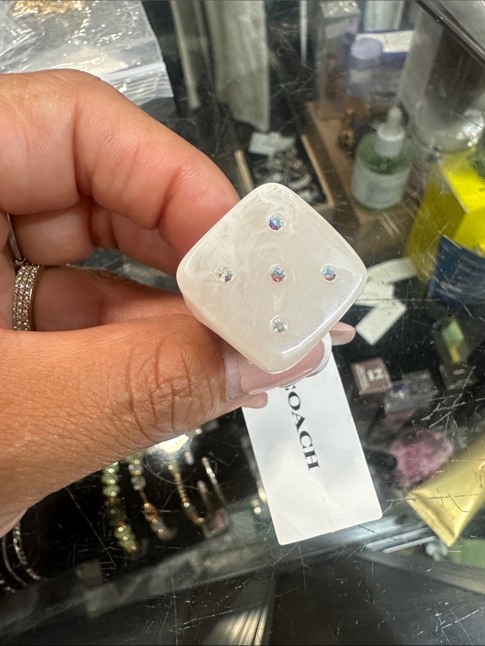 COACH Faux Stone Vintage‎ Charms  Cocktail Ring . New
